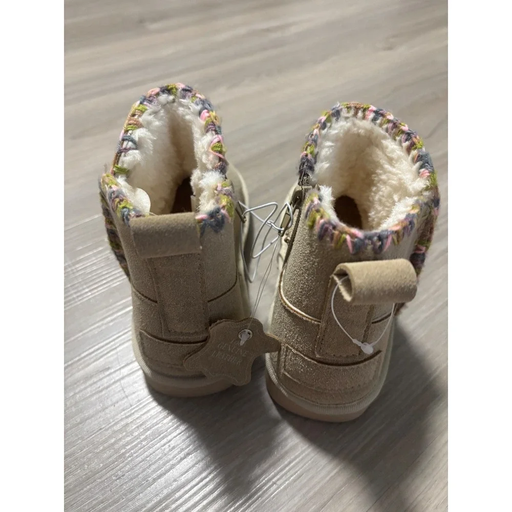 MIA Girl Bekha Tan Suede Faux Fur Lined Ankle Boots Kids Size 1M LGK1050MG